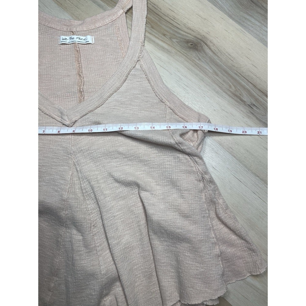 Free People We The Free Tank Top Womens Medium Peach Flowy Raw Hem Boho Knit - Picture 6 of 8